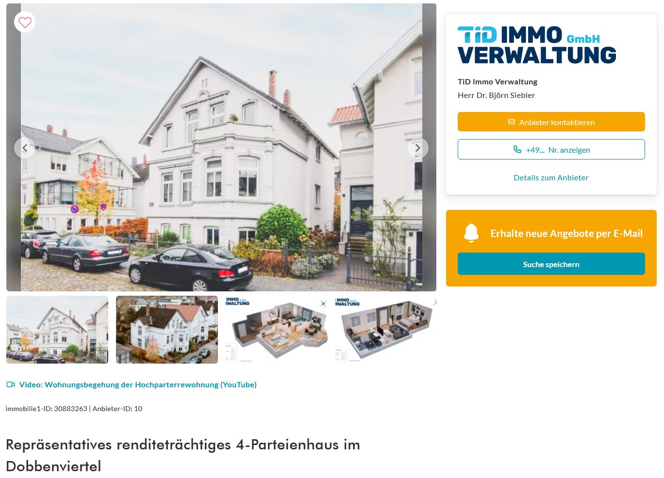 Immobilie 4 Parteienhaus im Dobbenviertel Oldenburg